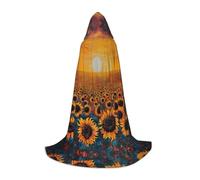WCXTHGFA Sunflower Field Sunset Sea Of Flowers Print Halloween Costume,Medieval Cape With Comfortable Hood,For Cosplay,Parties And More