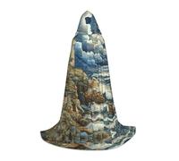 WCXTHGFA The Seaside Lighthouse Print Halloween Costume,Medieval Cape With Comfortable Hood,For Cosplay,Parties And More
