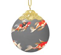 WCXTHGFA Traditional Koi Carps With Spots Print Round Pendant,Indoor Use Glass Round Pendant For Creative Decoration,Anniversary Present