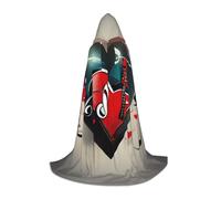 WCXTHGFA Treble Love And Music Print Halloween Costume,Medieval Cape With Comfortable Hood,For Cosplay,Parties And More