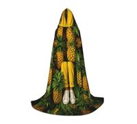 WCXTHGFA Tropical Theme Pineapple Fruit Pattern Print Halloween Costume,Medieval Cape With Comfortable Hood,For Cosplay,Parties And More