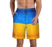 WCXTHGFA Ukrainian Flag Print Men's Beach Shorts,Stylish Swim Trunks,for Swimming and Outdoor Activities White