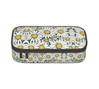 WCXTHGFA White Daisy Print Stylish Pencil Case,Large Capacity Pencil Pouch,Ideal for Travel Or Daily Use