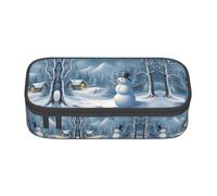 WCXTHGFA Winter Snowman Print Stylish Pencil Case,Large Capacity Pencil Pouch,Ideal for Travel Or Daily Use