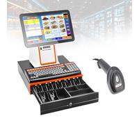 WCXTY POS System-Cash Register,Point of Sale System,15.6 Inch Touch Screen-Built-in 58mm Thermal Printer,Smart Business Solution-i5 8GB 128GB SSD,Retail Hardware Station(White,58mm)