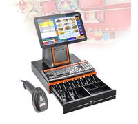 WCXTY POS System-Point of Sale System,Cash Register,15.6 Inch Touch Screen-Built-in 58mm Thermal Printer,Heavy Duty Hardware-i5 8GB 128GB SSD,Pharmacy Boutique Terminal(Black,80mm)