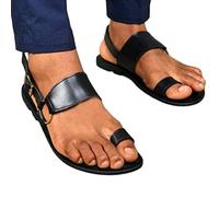 WCXTY Ring Toe Bunion Slippers Mens,Casual Comfort Non-Slip Foot Correction Flip Flops,Summer PU Lightweight Orthopedic Mens Sandals,for Plantar Fasciitis/Arch of Foot (Color : Black, Size : 9 UK)