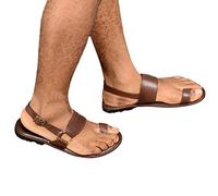 WCXTY Ring Toe Bunion Slippers Mens,Casual Comfort Non-Slip Foot Correction Flip Flops,Summer PU Lightweight Orthopedic Mens Sandals,for Plantar Fasciitis/Arch of Foot (Color : Brown, Size : 10 UK)
