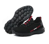 WCXTY Safety Shoes for Men,Casual Sport Breathable Steel Toe Shoes,Anti-Smash Anti-Puncture Slip Resistant Work Boots for Men Steel Toe,Unisex,for Industrial Construction (Color : Black, Size : 9 UK)