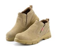 WCXTY Steel Toe Work Boots for Men,Comfortable Lightweight Safety Shoes for Men,Indestructible Composite Men's Industrial&Construction Shoes,Slip Resistant (Color : Brown, Size : 9 UK)