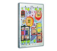 WCYB 846A Window Right by Friedensreich Hundertwasser Prints Posters Canvas Deco Paintings Wall Art For Office Living Room Frame 24" L X 36" W
