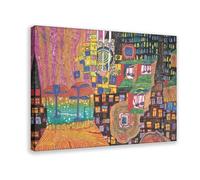 WCYB 992 City View by Friedensreich Hundertwasser Prints Posters Canvas Deco Paintings Wall Art For Office Frame 20" L X 30" W
