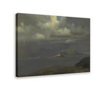 WCYB Alcatraz, San Francisco Bay, 1875 by Albert Bierstadt Prints Posters Canvas Deco Paintings Wall Art For Office Living Room Frame 16" L X 24" W