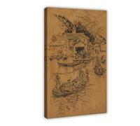 WCYB As Pretty A Boat-Procession by Arthur Rackham Prints Posters Canvas Deco Paintings Wall Art For Office Living Room Frame 16" L X 24" W
