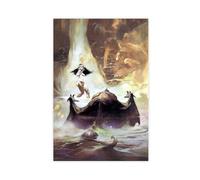 WCYB At The Earths Core by Frank Frazetta Illustration Prints Posters Canvas Deco Paintings Wall Art For Office Living Room Unframe 24" L X 36" W