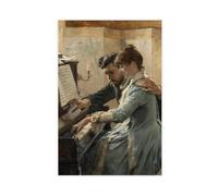 WCYB At The Piano by Albert Edelfelt Prints Posters Canvas Deco Paintings Wall Art For Office Living Room Unframe 20" L X 30" W