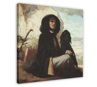 WCYB Autoportrait Dit Courbet Au Chien Noir by Gustave Courbet Realism Symbolism Romanticism Prints Posters Canvas Deco Paintings Wall Art For Office Livin