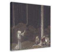 WCYB Brother St. Martin And The Three Trolls by John Bauer Prints Posters Canvas Deco Paintings Wall Art For Office Living Room Frame 16" L X 16" W