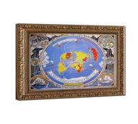WCYB Cable & Wireless Great Circle Map - 1945 - Macdonald Gill Posters Prints Canvas Deco Paintings Wall Art Hangable Frame 16" L X 24" W
