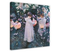 WCYB Carnation Lily Rose by John Singer Sargent Prints Posters Canvas Deco Paintings Wall Art For Office Frame 12" L X 12" W