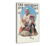 WCYB Catching The Big One, 1929 by Norman Rockwell Prints Posters Canvas Deco Paintings Wall Art For Office Frame 20" L X 30" W