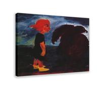 WCYB Child And Large Bird by Emil Nolde Prints Posters Canvas Deco Paintings Wall Art For Office Living Room Frame 12" L X 18" W