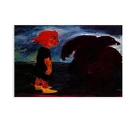WCYB Child And Large Bird by Emil Nolde Prints Posters Canvas Deco Paintings Wall Art For Office Unframe 24" L X 36" W
