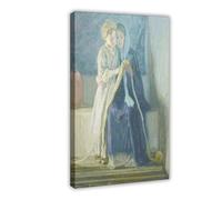 WCYB Christ And His Mother Studying The Scriptures by Henry Ossawa Tanner Prints Posters Canvas Deco Paintings Wall Art For Office Living Room Frame 16" L X