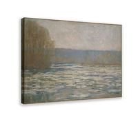 WCYB Claude Monet Ice Breaking Up on The Seine near Bennecourt Prints Posters Canvas Deco Paintings Wall Art For Office Living Room Frame 12" L X 18" W