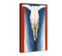 WCYB Cow's Skull Red, White, And Blue by Georgia O'Keeffe Prints Posters Canvas Deco Paintings Wall Art For Office Living Room Frame 24" L X 36" W