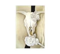 WCYB Cow's Skull with Calico Roses by Georgia O'Keeffe Prints Posters Canvas Deco Paintings Wall Art For Office Living Room Unframe 16" L X 24" W