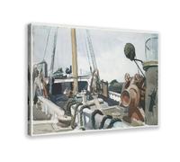 WCYB Deck of A Beam Trawler, Gloucester by Edward Hopper Prints Posters Canvas Deco Paintings Wall Art For Office Living Room Frame 12" L X 18" W