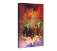 WCYB Downward to The Earth by Frank Frazetta Illustration Prints Posters Canvas Deco Paintings Wall Art For Office Living Room Frame 20" L X 30" W