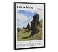 WCYB Easter Island Chile Scenery Travel Posters Prints Canvas Deco Paintings Wall Art Hangable Frame 8" L X 12" W