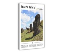 WCYB Easter Island Chile Scenery Travel Posters Prints Canvas Deco Paintings Wall Art Hangable Frame 20" L X 30" W
