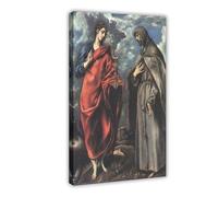 WCYB El Greco - St. John The Evangelist And St. Francis Posters Prints Canvas Deco Paintings Wall Art Frame 12" L X 18" W