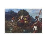 WCYB Eugene Delacroix - African Pirates Abducting A Young Woman Prints Posters Canvas Deco Paintings Wall Art For Office Unframe 12" L X 18" W