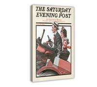 WCYB Excuse My Dust (Trio in Early Motor Car), 1920 by Norman Rockwell Prints Posters Canvas Deco Paintings Wall Art For Office Frame 12" L X 18" W