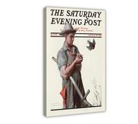 WCYB Farmer And The Bird, 1923 by Norman Rockwell Posters Prints Canvas Deco Paintings Wall Art Frame 24" L X 36" W