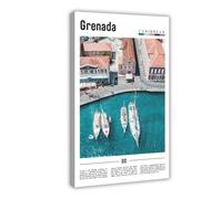 WCYB Grenada Scenery Travel Posters Prints Canvas Deco Paintings Wall Art Hangable Frame 20" L X 30" W