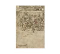 WCYB He Took His Place Once More on The Bench at The Inn-door by Arthur Rackham Posters Prints Canvas Deco Paintings Wall Art Unframe 12" L X 18" W