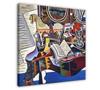 WCYB Horse, Pipe And Red Flower by Joan Miro Prints Posters Canvas Deco Paintings Wall Art For Office Living Room Frame 16" L X 16" W