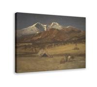 WCYB Indian Encampment - Evening by Albert Bierstadt Posters Prints Canvas Deco Paintings Wall Art Frame 12" L X 18" W