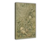 WCYB Into The Bottomless Pit He Fell Slap by Arthur Rackham Prints Posters Canvas Deco Paintings Wall Art For Office Living Room Frame 20" L X 30" W