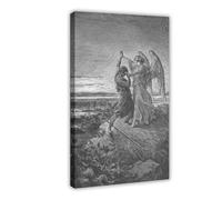 WCYB Jacob Wrestling with The Angel by Gustave Dore Vintage Romanticism Realism Posters Prints Canvas Deco Paintings Wall Art Frame 12" L X 18" W