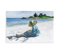 WCYB Jo Sketching at Good Harbour Beach by Edward Hopper Prints Posters Canvas Deco Paintings Wall Art For Office Living Room Unframe 16" L X 24" W