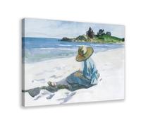 WCYB Jo Sketching at Good Harbour Beach by Edward Hopper Prints Posters Canvas Deco Paintings Wall Art For Office Living Room Frame 16" L X 24" W