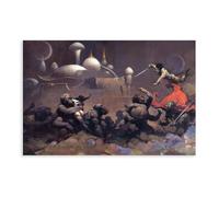 WCYB John Carter And The Savage Apes of Mars by Frank Frazetta Illustration Prints Posters Canvas Deco Paintings Wall Art For Office Unframe 24" L X 36" W