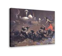 WCYB John Carter And The Savage Apes of Mars by Frank Frazetta Illustration Prints Posters Canvas Deco Paintings Wall Art For Office Frame 20" L X 30" W