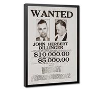 WCYB John Dillinger Wanted Posters Prints Canvas Deco Paintings Wall Art Hangable Frame 8" L X 12" W